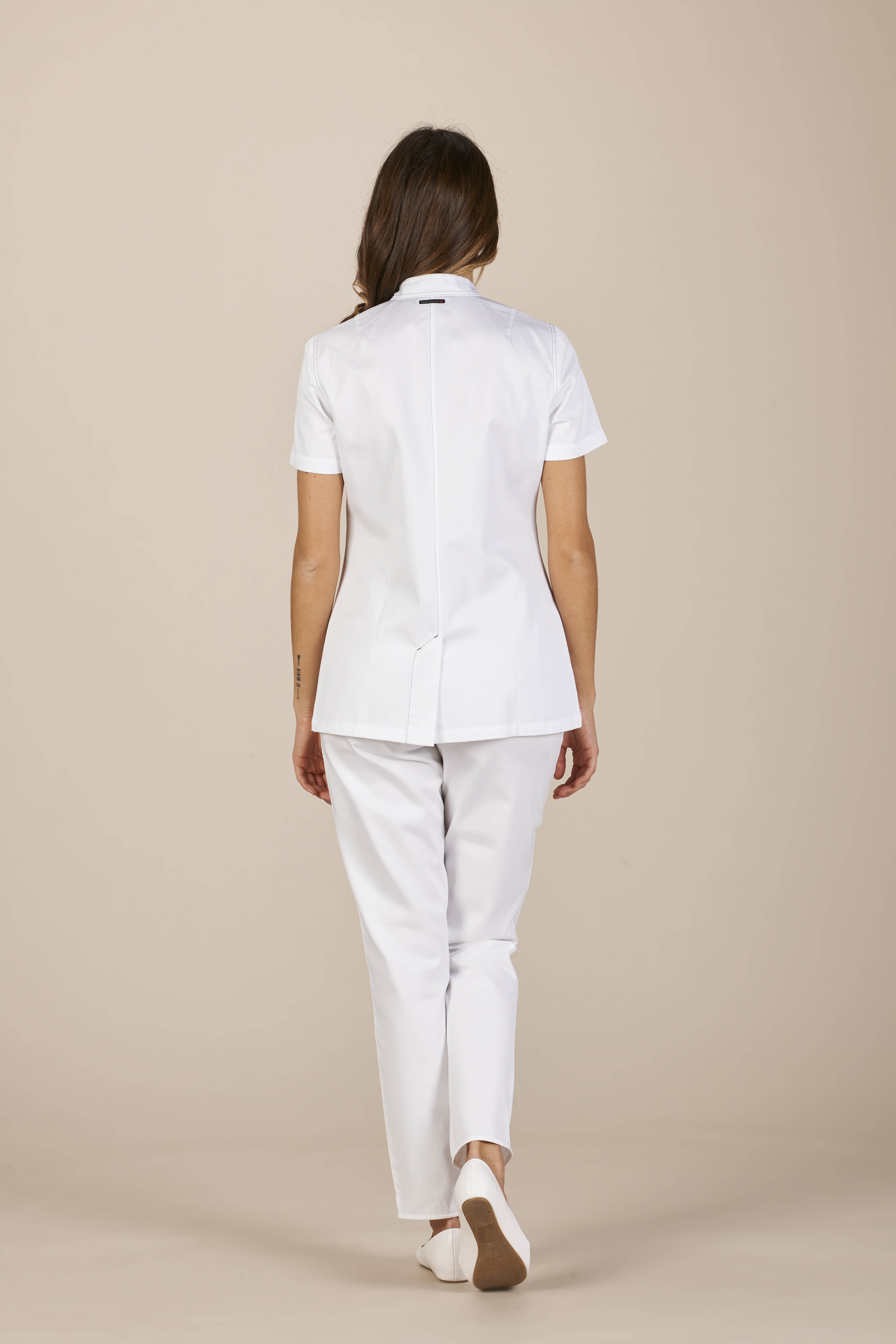 Beirut woman top cotton white short sleeves back