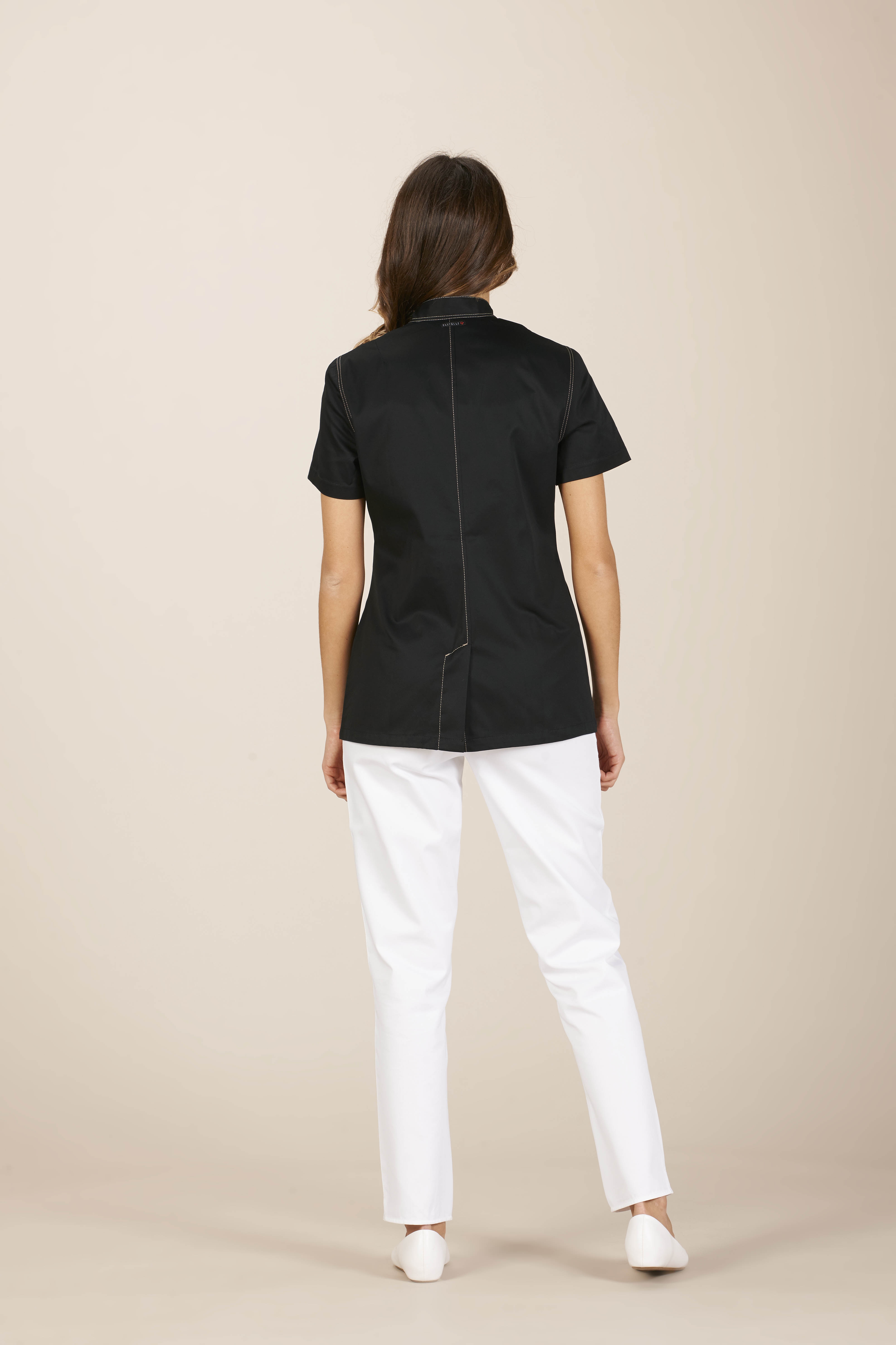 Beirut casacca donna cotone nero manica corta retro