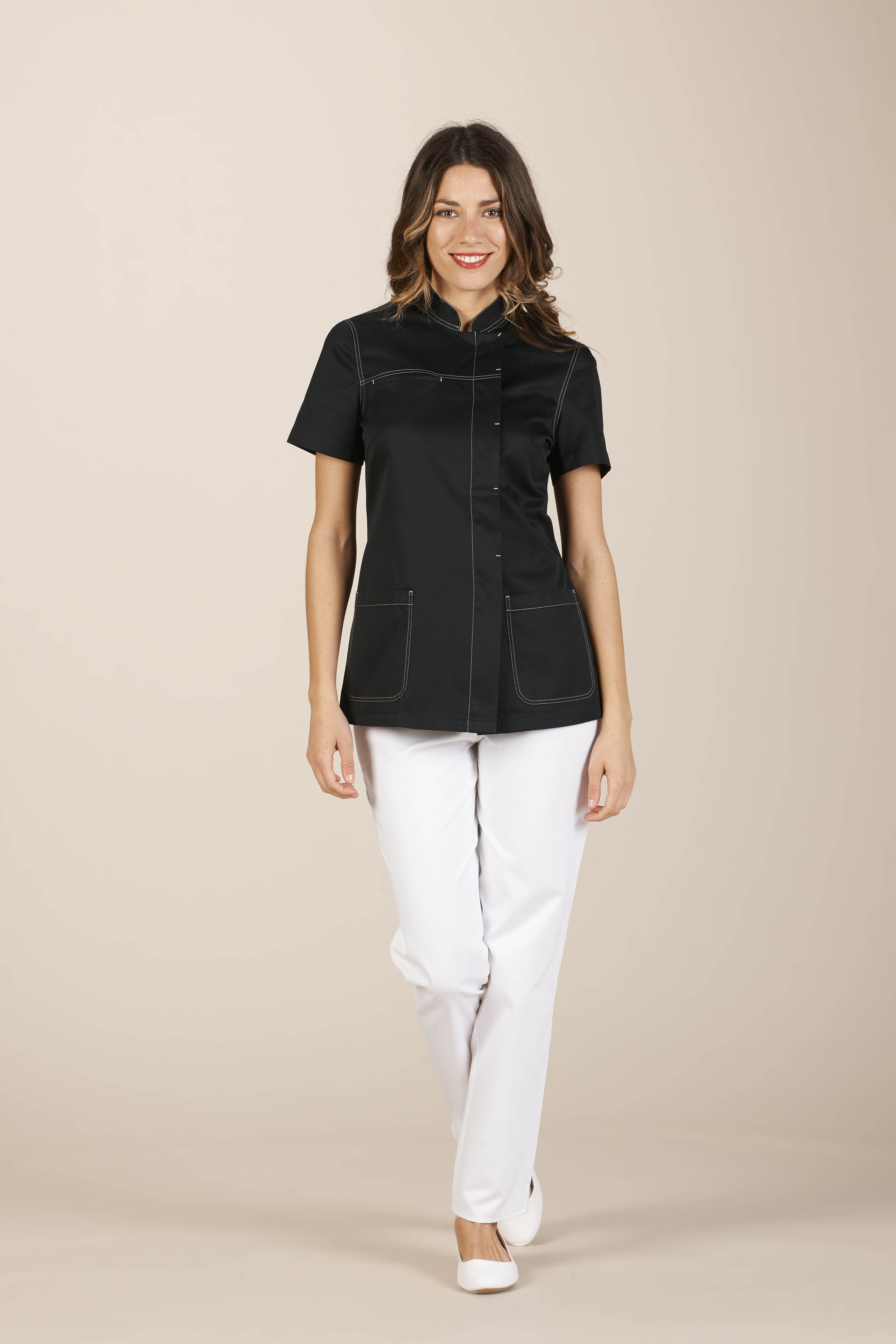 Beirut casacca donna cotone nero manica corta