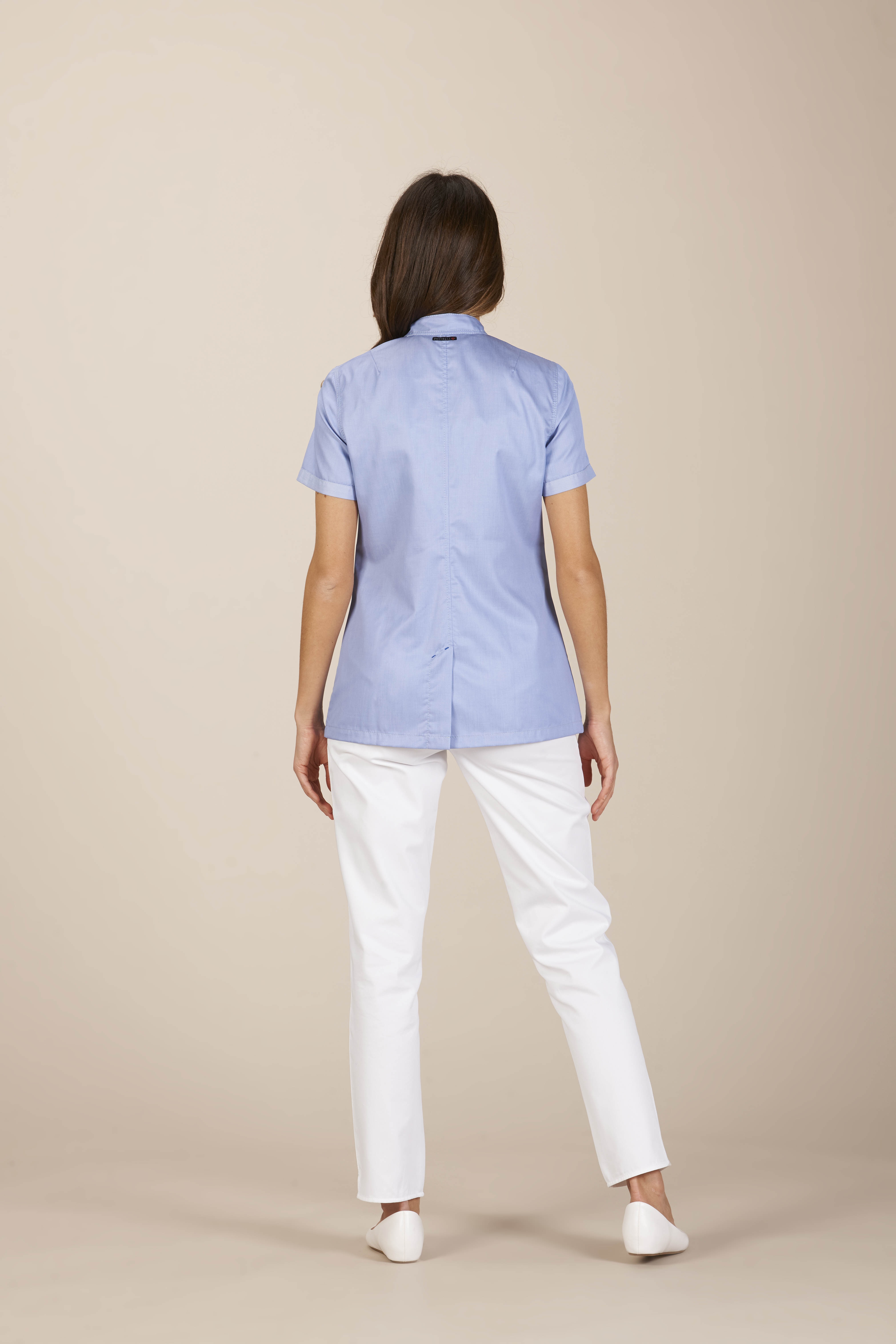 Beirut woman top freedom cotton denim short sleeves back