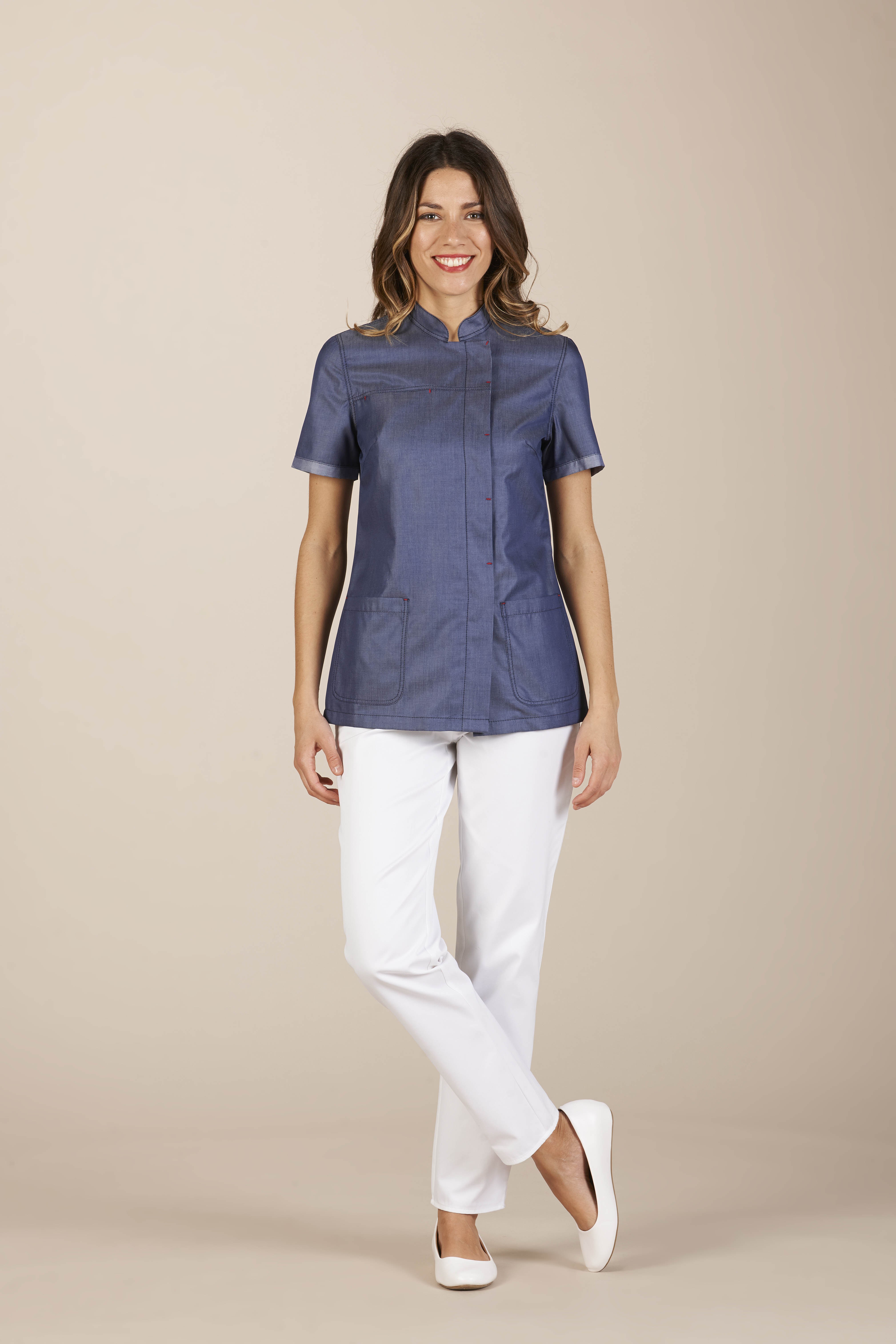 Beirut freedom casacca donna cotone jeans manica corta