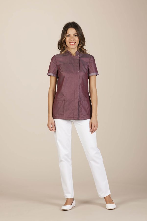 Beirut woman top freedom cotton garnet red short sleeves