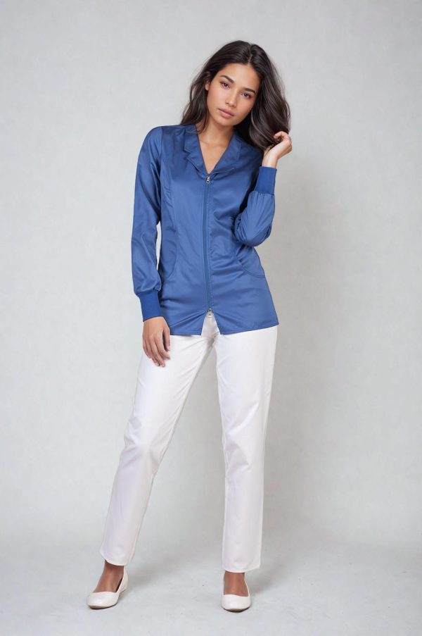 Albany woman jacket cotton sugar blue long sleeves