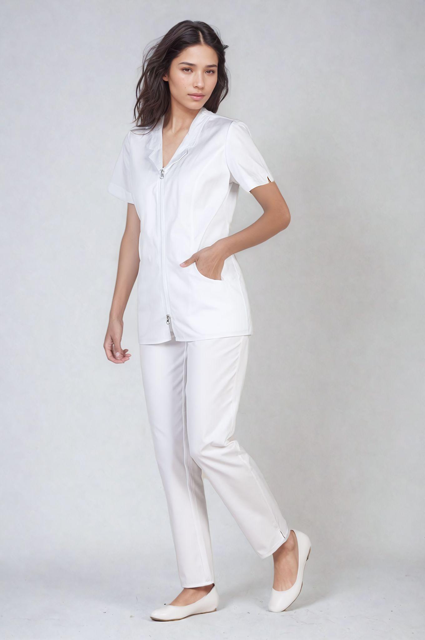 Albany woman jacket cotton white short sleeves