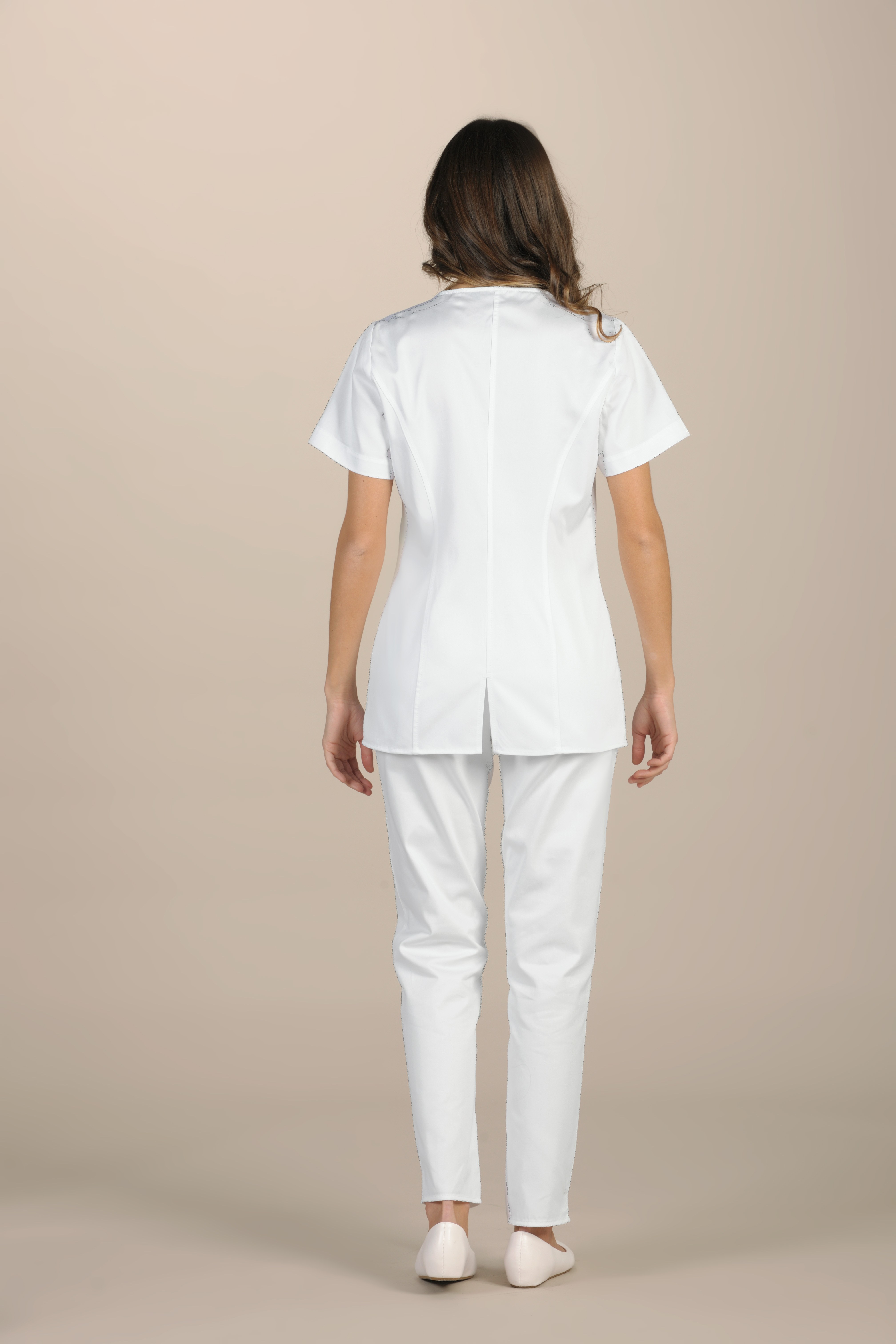 Albany woman jacket cotton white short sleeves back