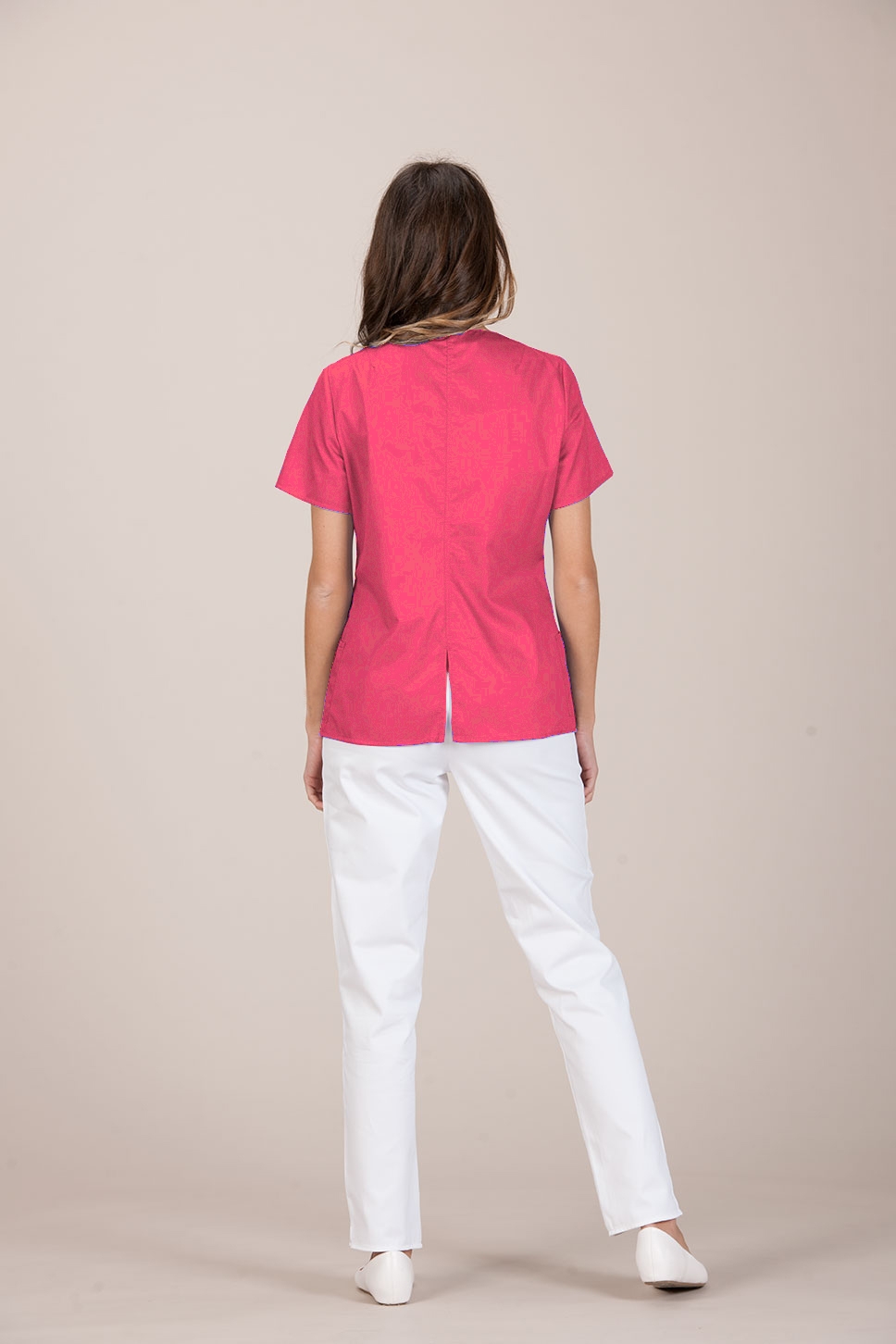 Arles woman jacket cotton Coral red short sleeves back