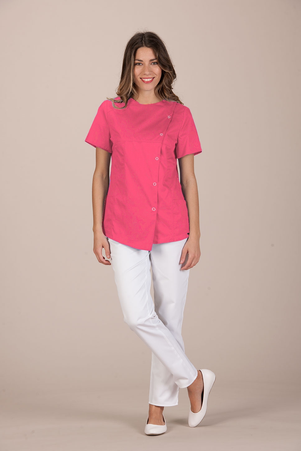 Arles woman jacket cotton Coral red short sleeves