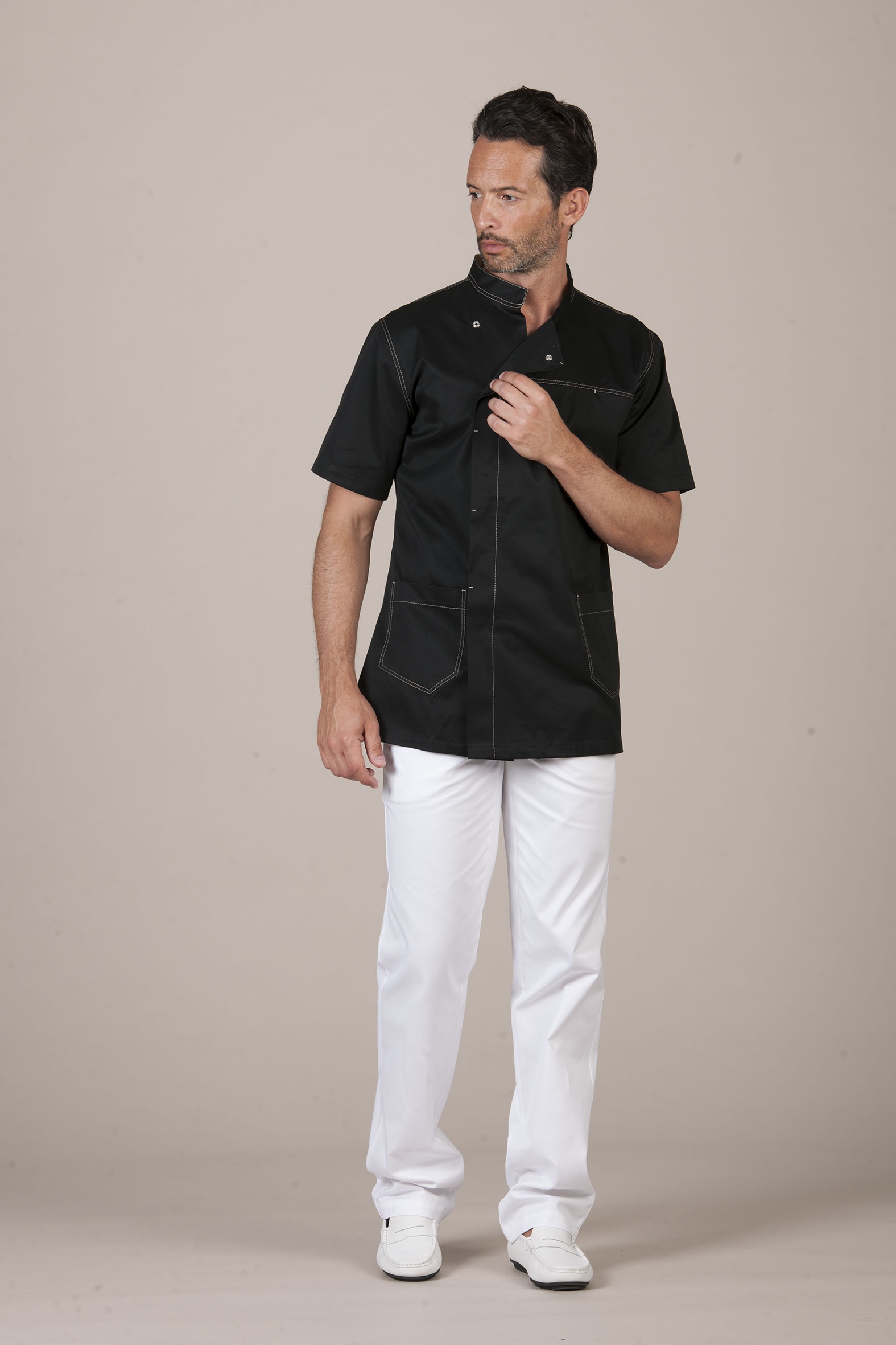 beirut casacca uomo cotone nero manica corta